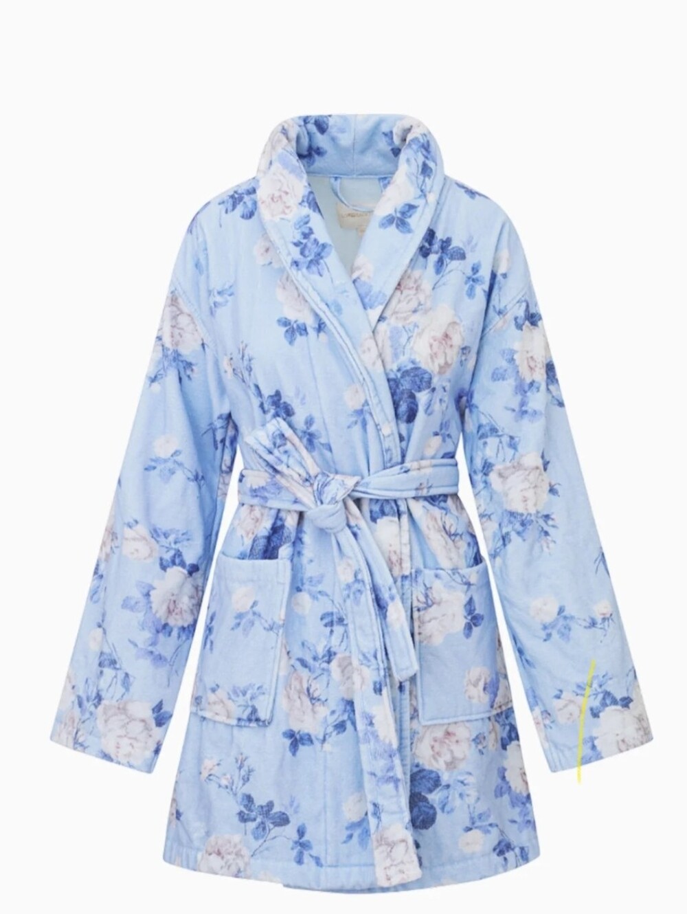 NWT LoveShackFancy Indie Cotton Bath Robe Whisper Blue Floral Belted size XS-S